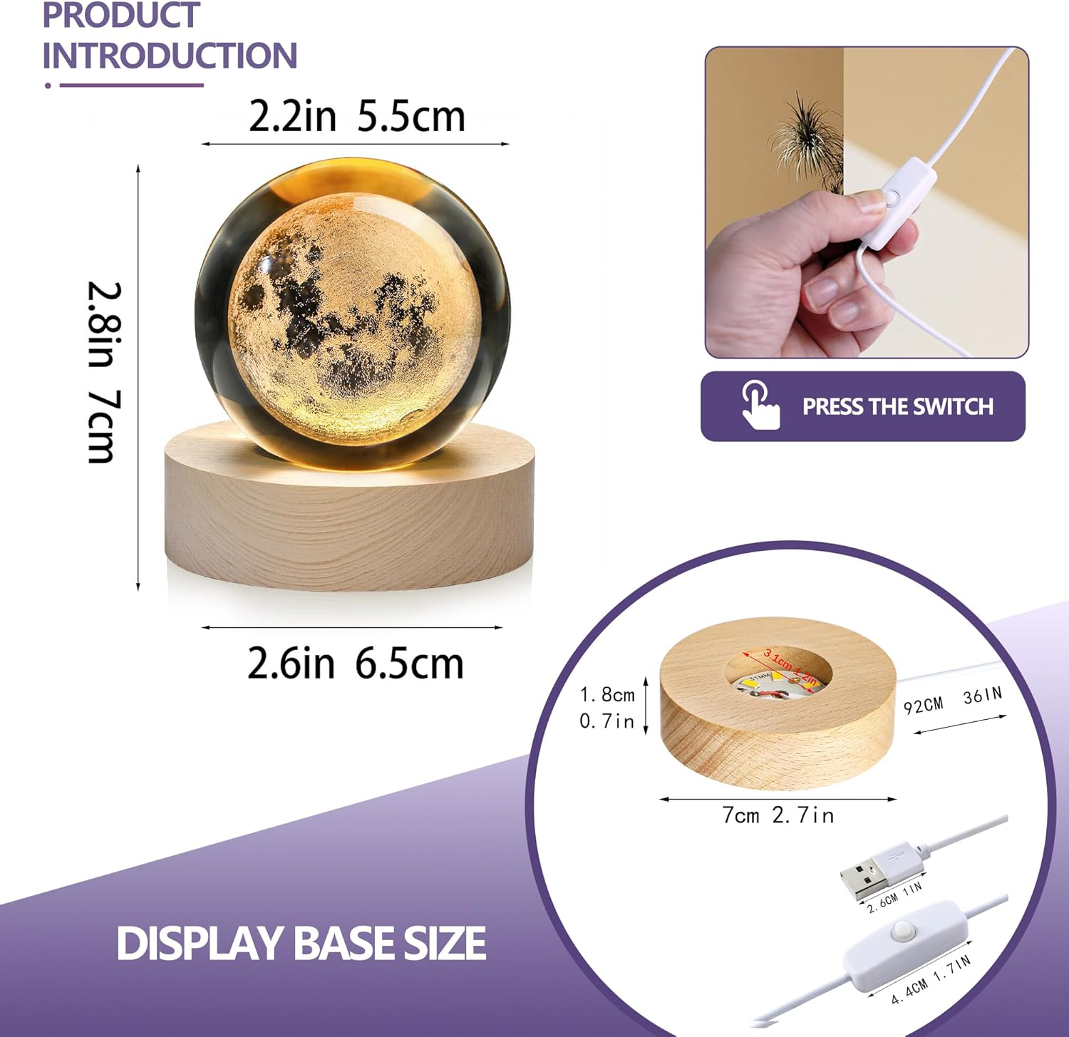 Bola de cristal de luna de 2.3 pulgadas 3